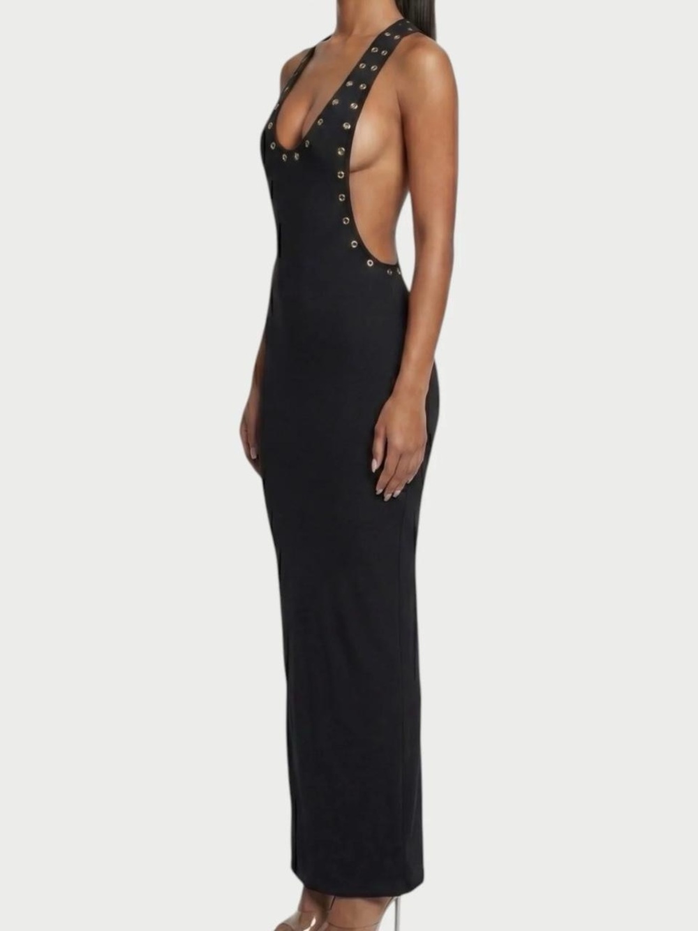 Celestia MIRABEL RACERBACK STUDDED SIDE SLIT BODYCON MAXI DRESS